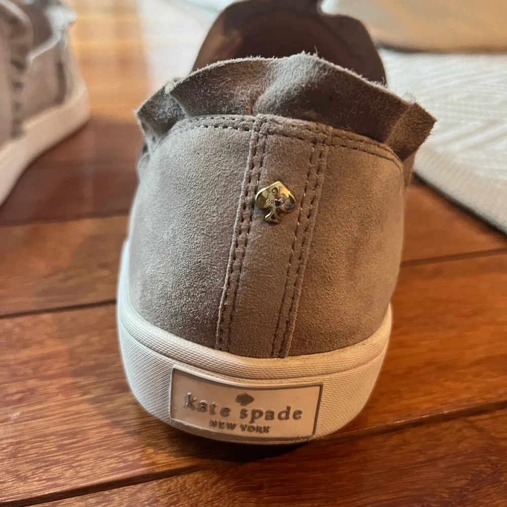 kate spade taupe slip-on sneakers with white sole